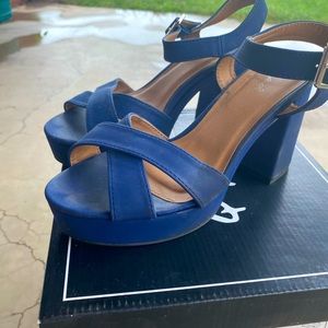 Maroon and burgundy platform heels